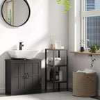Meuble sous-lavabo double porte, noir/blanc, avec étagère réglable, pour 1
