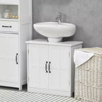 Meuble sous-lavabo double porte, noir/blanc, avec étagère réglable, pour 1