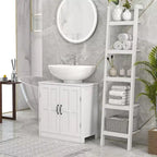 Meuble sous-lavabo double porte, noir/blanc, avec étagère réglable, pour 1