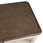 Table d'appoint mi-siècle moderne blanche et marron avec tiroir et étagère ouverte