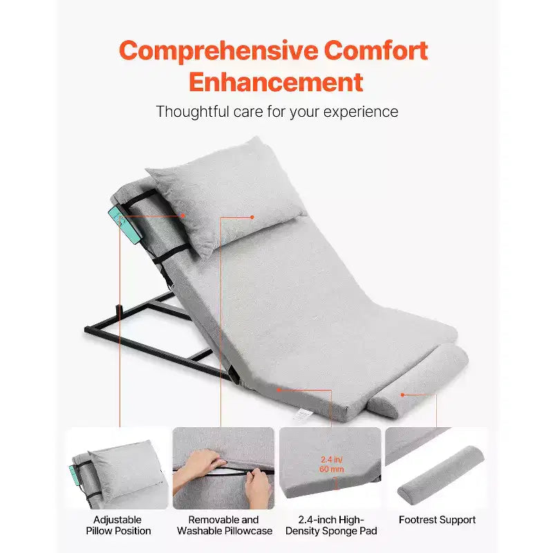 Dossier de lit électrique gris réglable avec appui-tête et repose-jambes, pour 1 personne