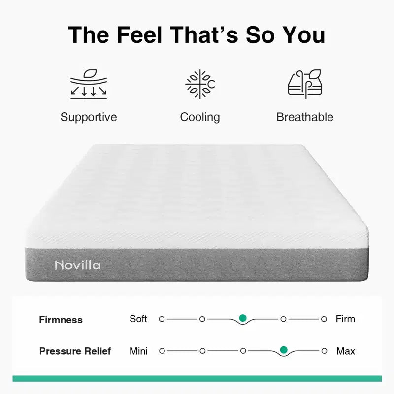 Matelas en mousse à mémoire de forme de gel, fermeté moyenne, blanc, 25 cm, une place