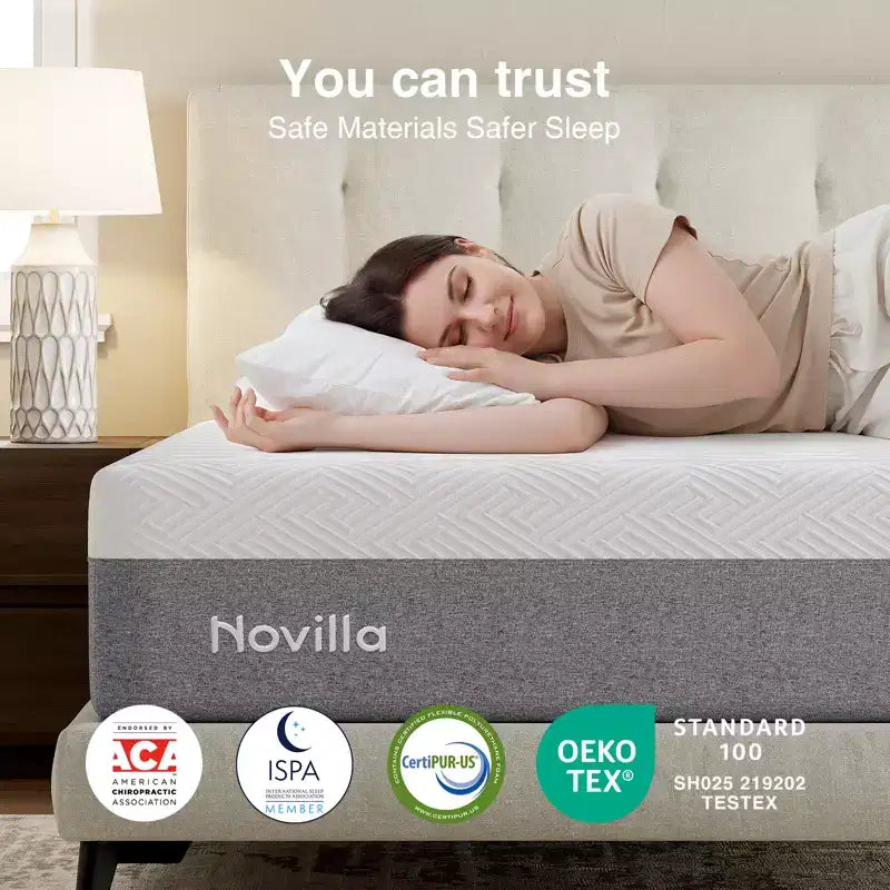 Matelas en mousse à mémoire de forme de gel, fermeté moyenne, blanc, 25 cm, une place