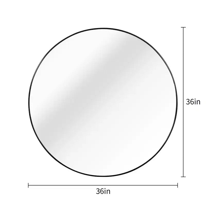 Miroir mural rond de 91 cm, noir / or / argent, cadre en métal, pour 1 pièce