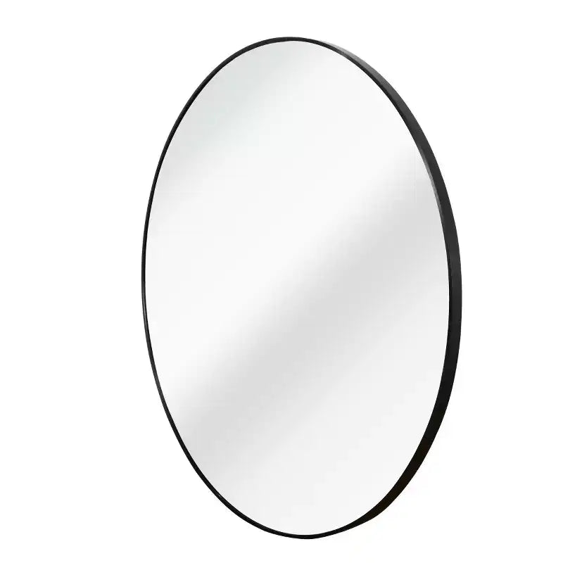 Miroir mural rond de 91 cm, noir / or / argent, cadre en métal, pour 1 pièce