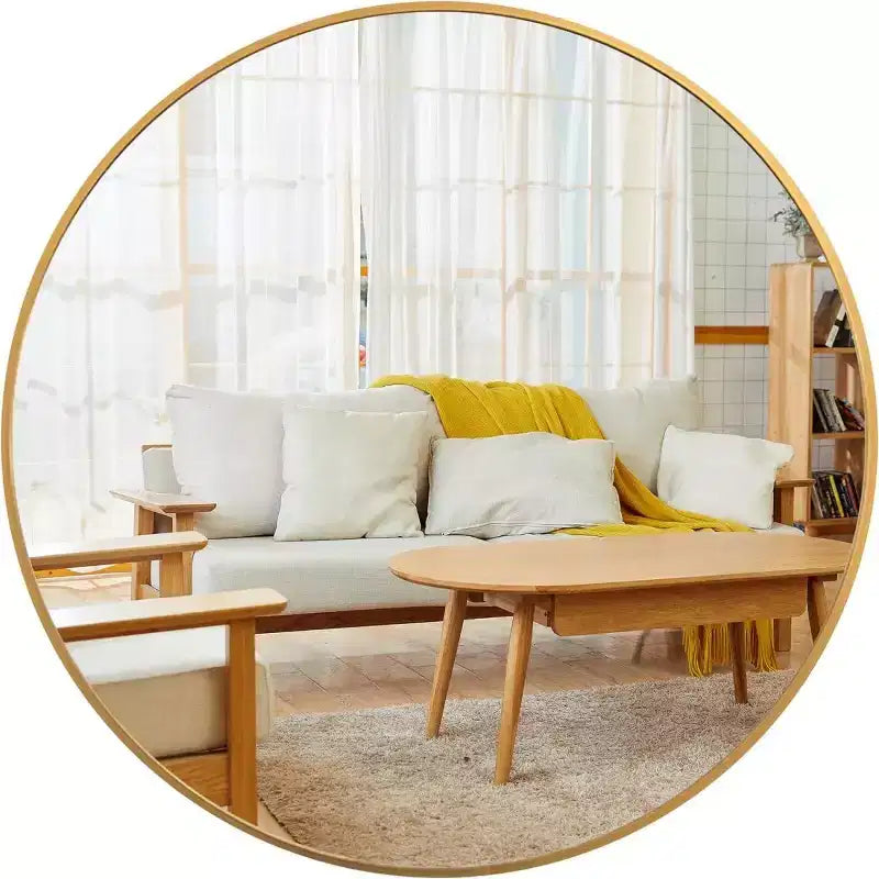 Miroir mural rond de 91 cm, noir / or / argent, cadre en métal, pour 1 pièce