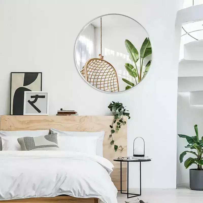Miroir mural rond de 91 cm, noir / or / argent, cadre en métal, pour 1 pièce