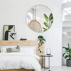 Miroir mural rond de 91 cm, noir / or / argent, cadre en métal, pour 1 pièce