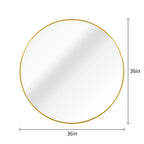 Miroir mural rond de 91 cm, noir / or / argent, cadre en métal, pour 1 pièce