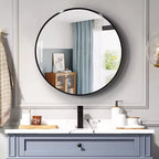 Miroir mural rond de 91 cm, noir / or / argent, cadre en métal, pour 1 pièce