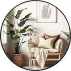 Miroir mural rond de 91 cm, noir / or / argent, cadre en métal, pour 1 pièce