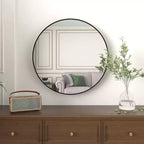 36 Large Round Wall Mirror, Modern Decorative Metal Circle Mirror for Living Room, Fireplace, Entryway - Panipeachy