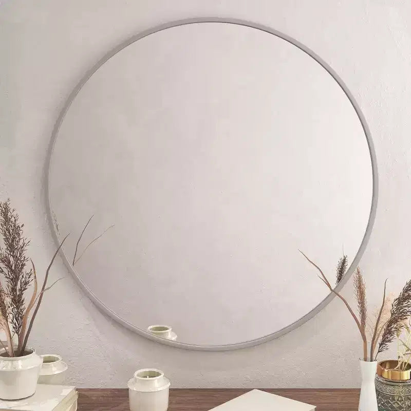Miroir mural rond de 91 cm, noir / or / argent, cadre en métal, pour 1 pièce