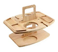 Portable Wooden Wine Glass Holder & Snack Tray, Outdoor Picnic Table with Hanging Rack for Backyard, Patio, Camping and Parties