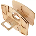 Plateau de service en bois naturel avec porte-verres à vin suspendu, support portable 2-en-1 pour collations et boissons