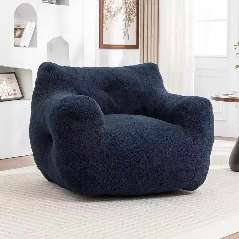 Fauteuil Poire Rond en Faux Suède avec Accoudoirs, 1 Place