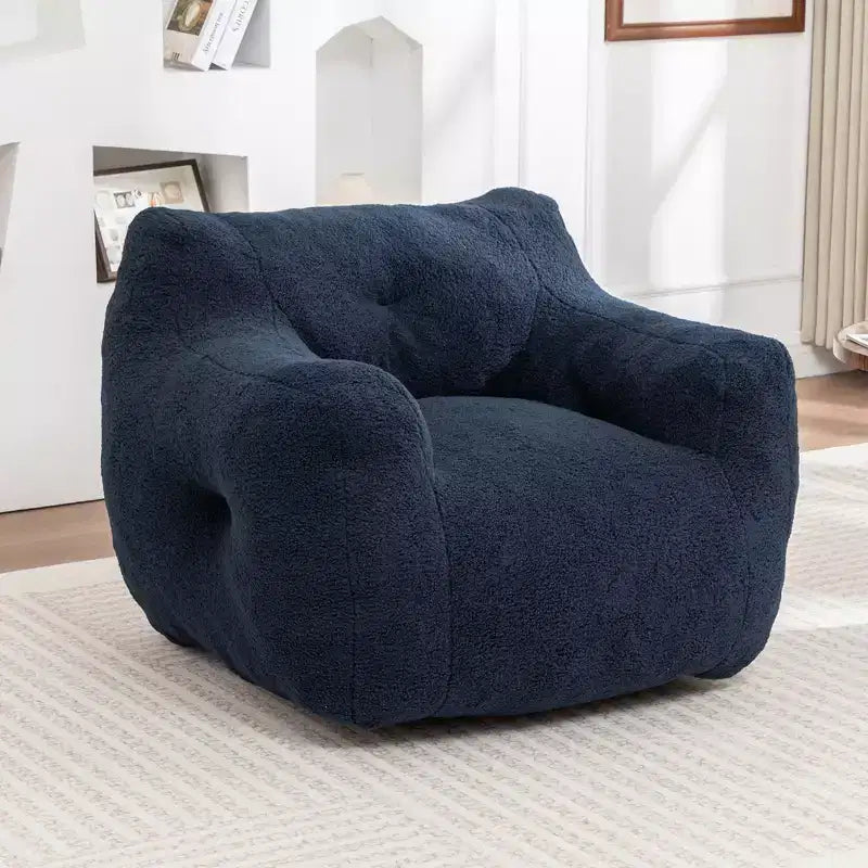 Fauteuil Poire Rond en Faux Suède avec Accoudoirs, 1 Place