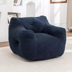 Fauteuil Poire Rond en Faux Suède avec Accoudoirs, 1 Place