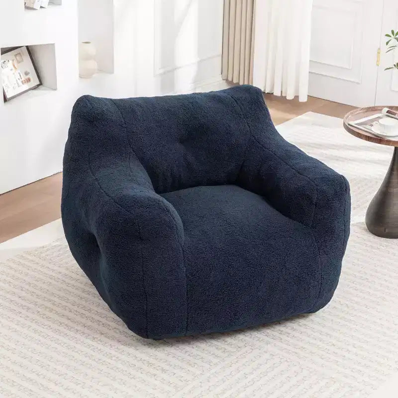 Fauteuil Poire Rond en Faux Suède avec Accoudoirs, 1 Place