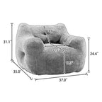 Fauteuil Poire Rond en Faux Suède avec Accoudoirs, 1 Place