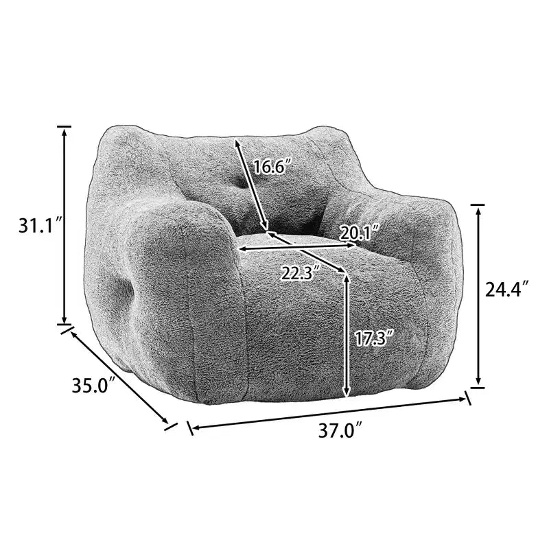 Fauteuil Poire Rond en Faux Suède avec Accoudoirs, 1 Place
