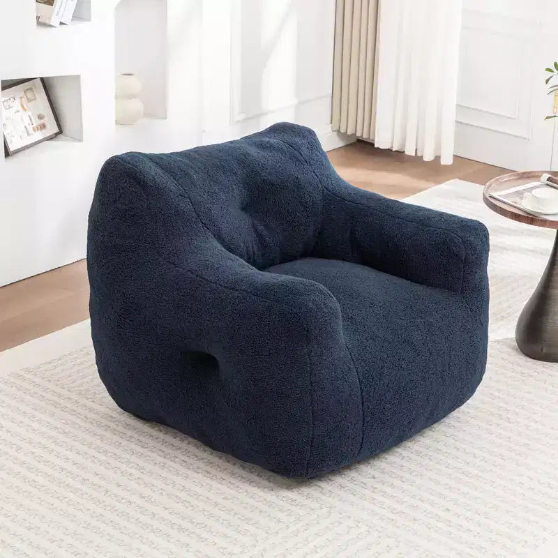 Fauteuil Poire Rond en Faux Suède avec Accoudoirs, 1 Place