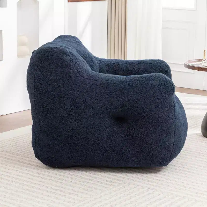 Fauteuil Poire Rond en Faux Suède avec Accoudoirs, 1 Place