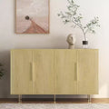 JVNOXK 56-inch Modern Wooden Sideboard with Storage Space Adjustable Shelf Groove Sideboard Dish Cabinet, Console Table Wood-Tone Finish