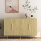 JVNOXK 56-inch Modern Wooden Sideboard with Storage Space Adjustable Shelf Groove Sideboard Dish Cabinet, Console Table Wood-Tone Finish