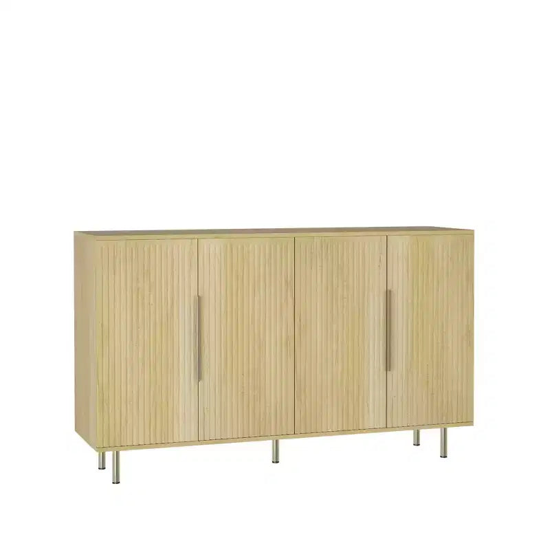 Buffet 4 portes, ton bois naturel, modèle simple