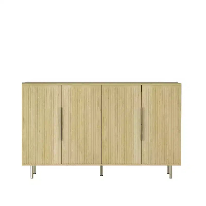 Buffet 4 portes, ton bois naturel, modèle simple