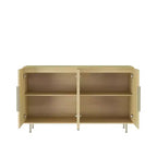Buffet 4 portes, ton bois naturel, modèle simple