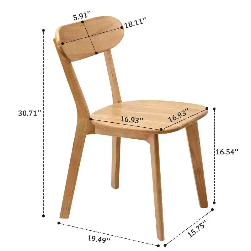 Chaise de salle à manger en bois massif, style Mid-Century, avec coussin marron / naturel / gris, lot de 2