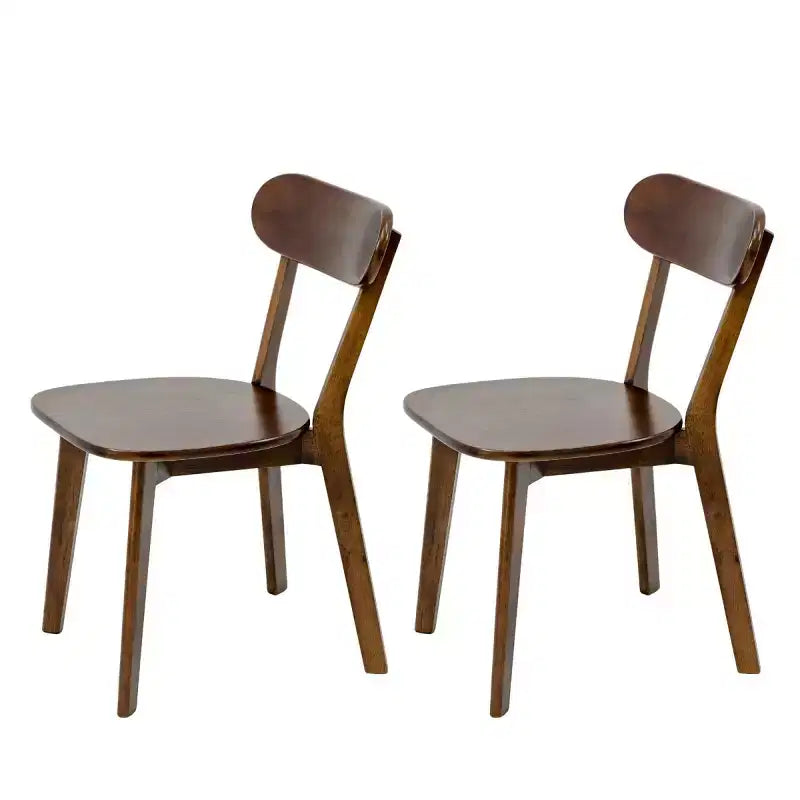 Chaise de salle à manger en bois massif, style Mid-Century, avec coussin marron / naturel / gris, lot de 2