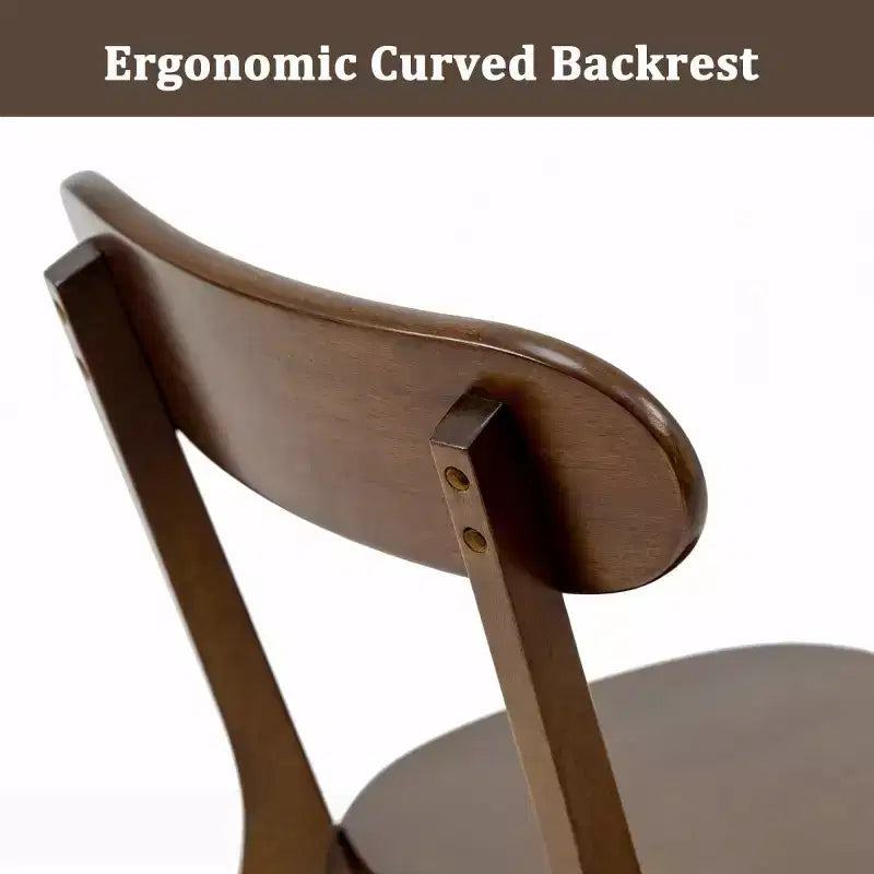 Chaise de salle à manger en bois massif, style Mid-Century, avec coussin marron / naturel / gris, lot de 2