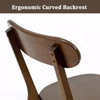 Chaise de salle à manger en bois massif, style Mid-Century, avec coussin marron / naturel / gris, lot de 2