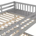 Lit superposé triple gris, taille double et double, pour 3 personnes, avec 2 tiroirs de rangement