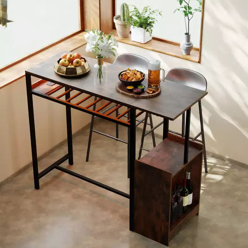Table de bar industrielle marron rustique et noire pour 1 personne