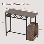 Table de bar industrielle marron rustique et noire pour 1 personne
