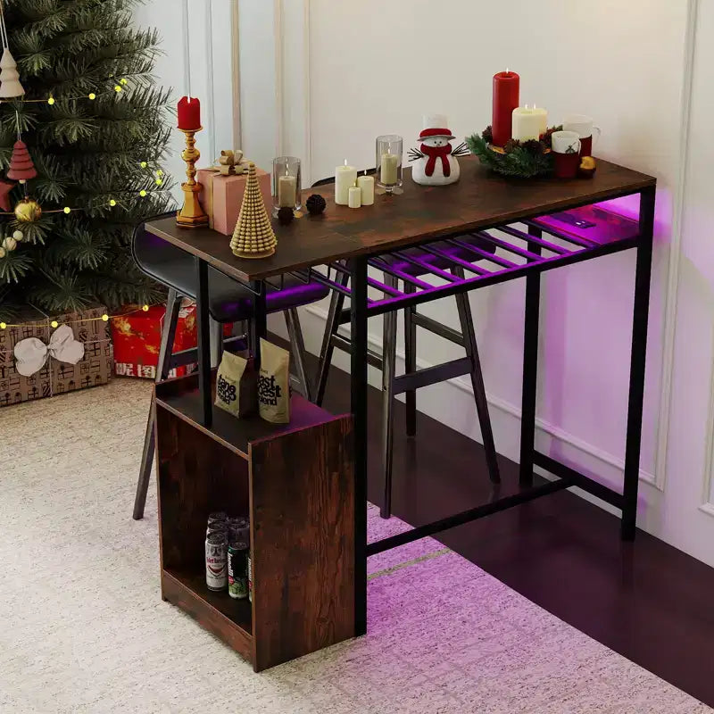 Table de bar industrielle marron rustique et noire pour 1 personne
