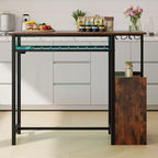 Table de bar industrielle marron rustique et noire pour 1 personne