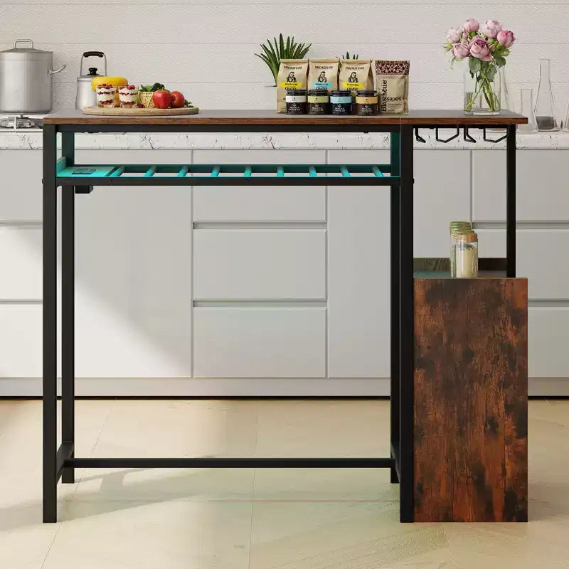Table de bar industrielle marron rustique et noire pour 1 personne