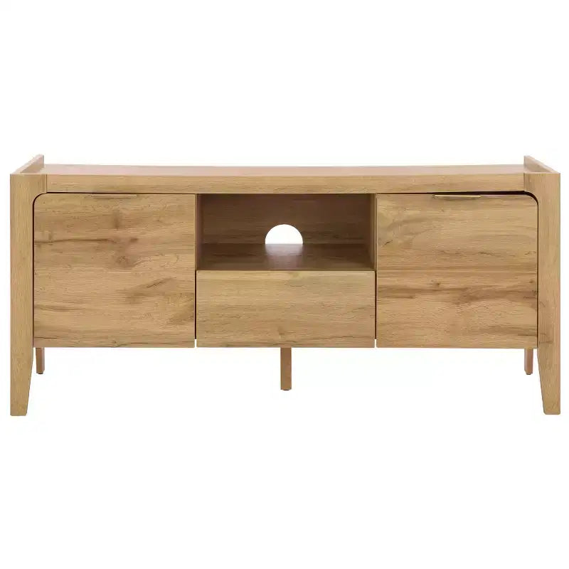 Equit 2 Door 1 Drawer Sideboard - MED3106 - Oak/Brass - Safavieh