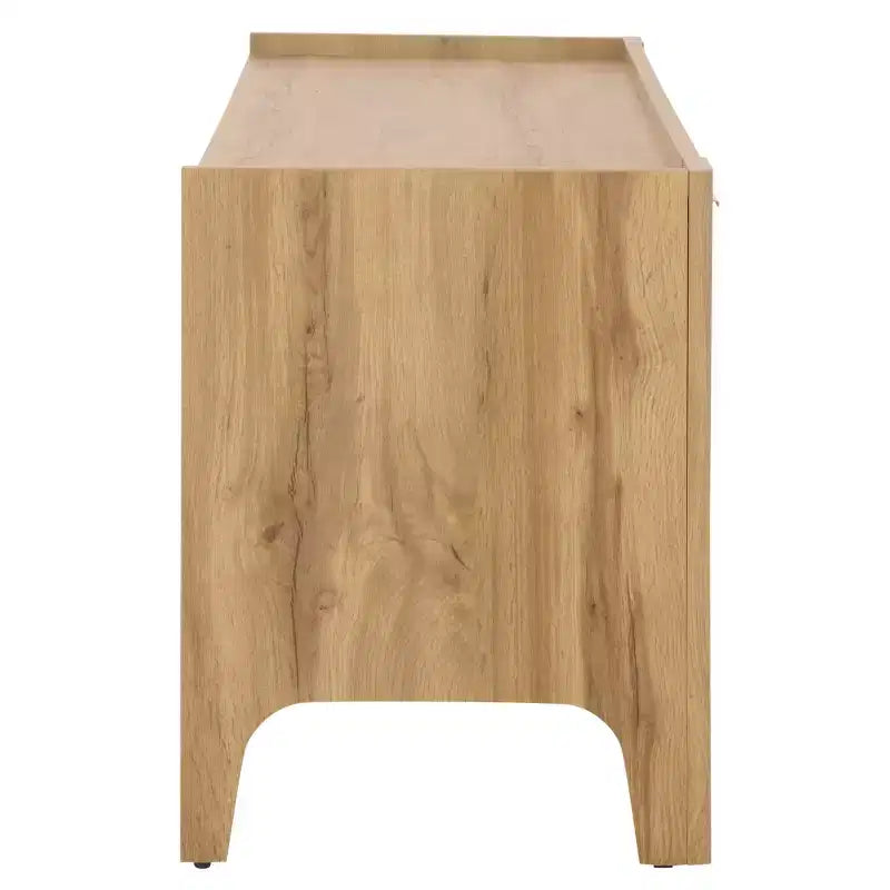Meuble TV 2 portes 1 tiroir Chêne/Laiton, Jusqu'à 42"