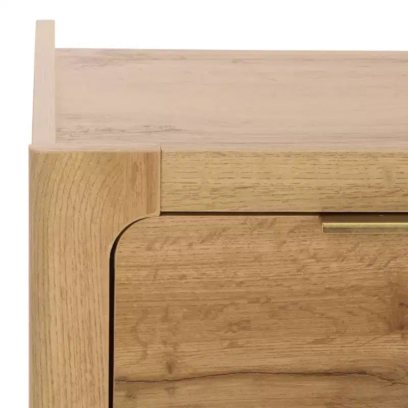 Meuble TV 2 portes 1 tiroir Chêne/Laiton, Jusqu'à 42"