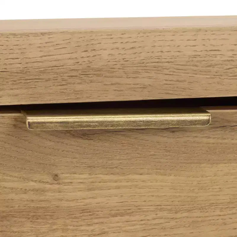 Meuble TV 2 portes 1 tiroir Chêne/Laiton, Jusqu'à 42"