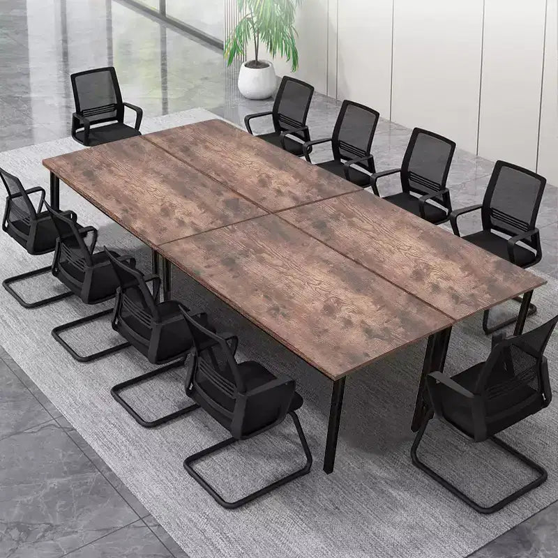 Bureau individuel marron avec cadre en métal, 140 cm