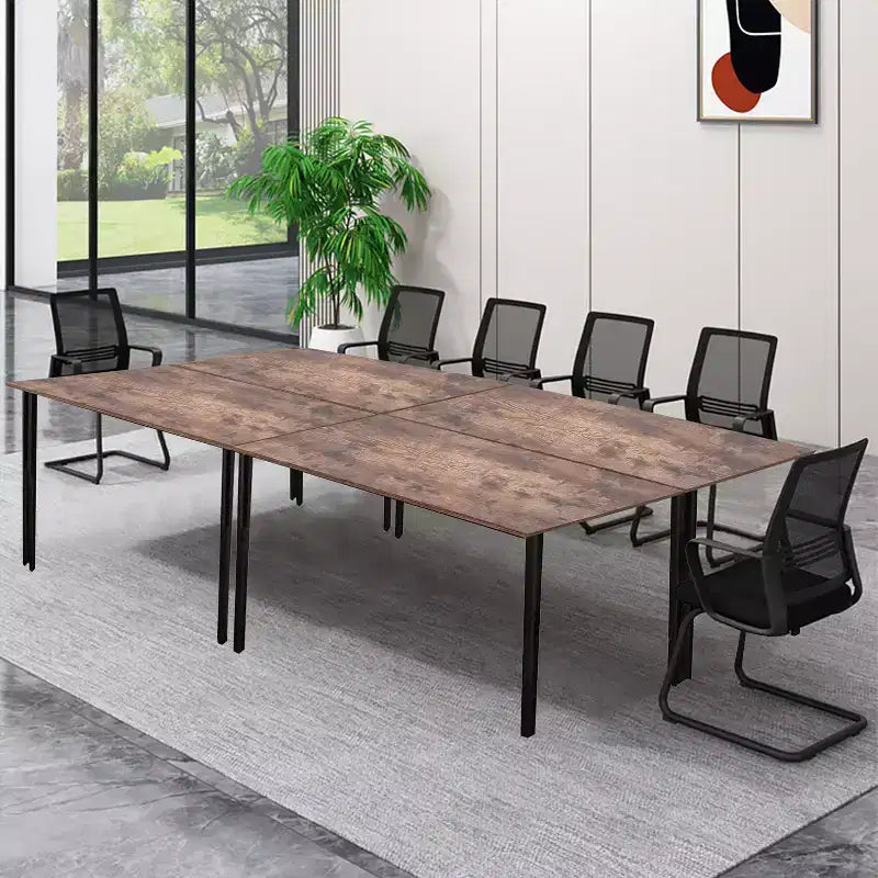 Bureau individuel marron avec cadre en métal, 140 cm