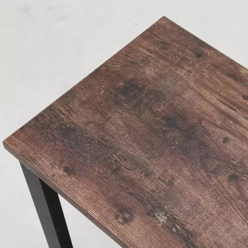 Bureau individuel marron avec cadre en métal, 140 cm