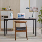 Bureau individuel marron avec cadre en métal, 140 cm